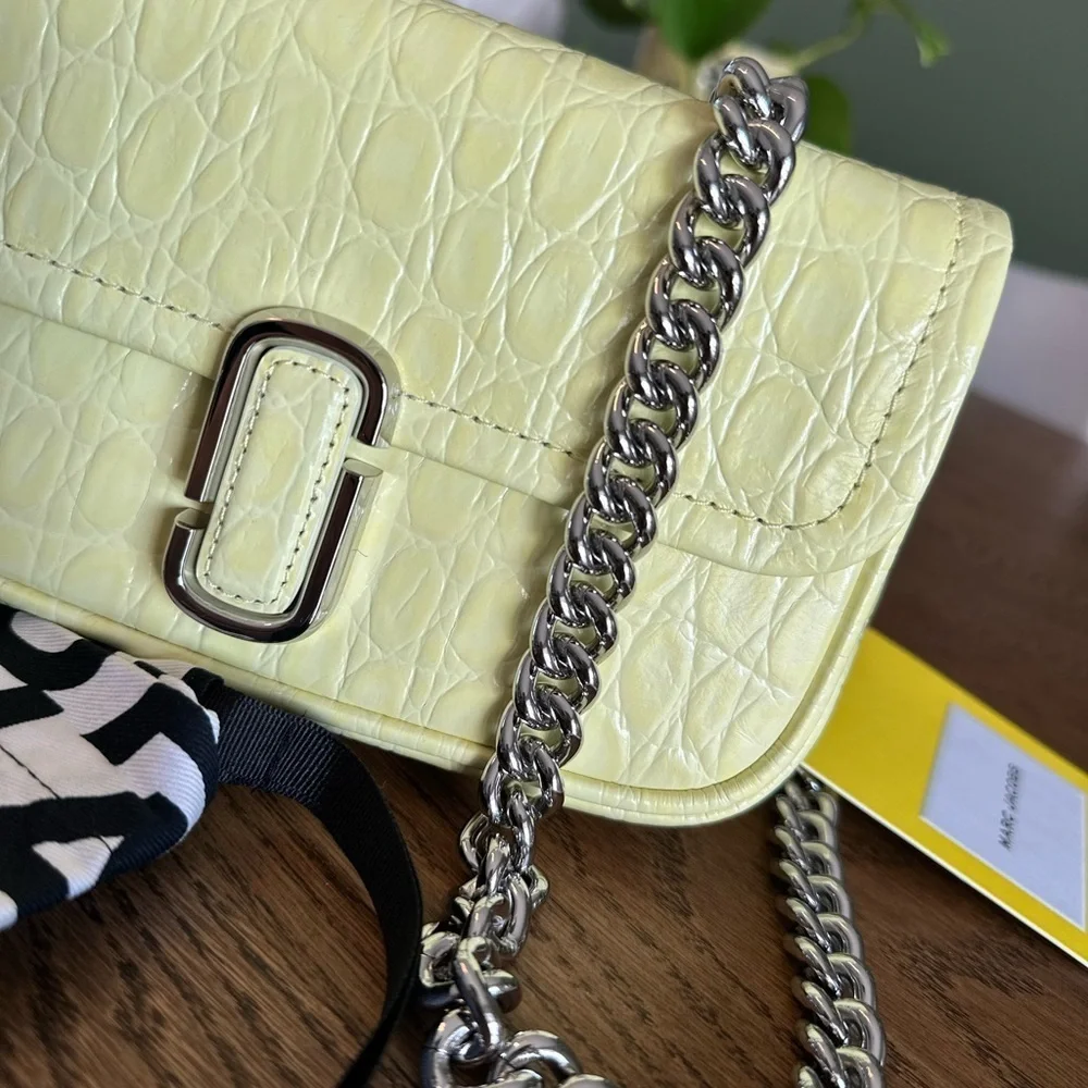 NWT! NEW！New Marc Jacobs J Marc Mini Shoulder Bag -Croc-embossed Leather Yellow
